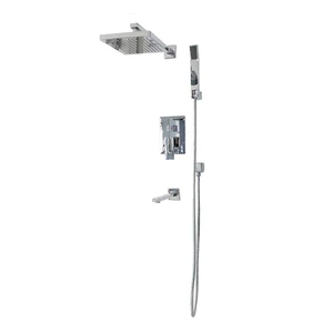 Chrome Square Rain Showerhead with Rail/Hand Shower | Floors & Baths Pro's