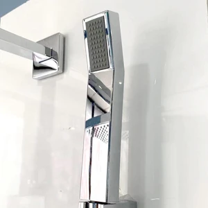 Image 2 of Chrome Square Rain Showerhead with Rail/Hand Shower sold at Floors & Baths Pro's