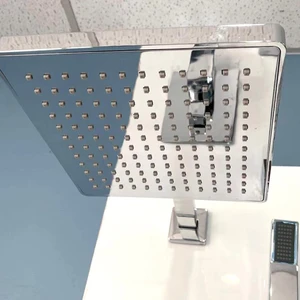 Image 3 of Chrome Square Rain Showerhead with Rail/Hand Shower sold at Floors & Baths Pro's