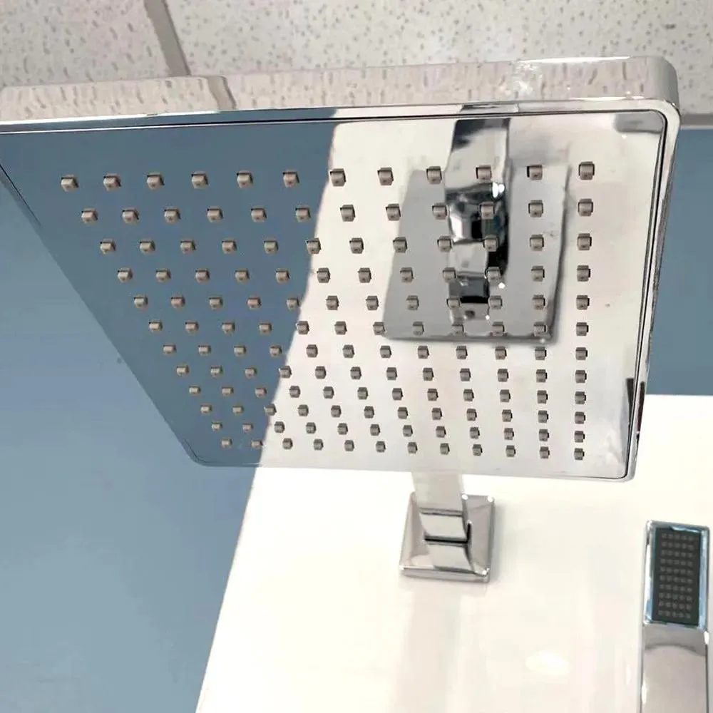 Chrome Square Rain Showerhead with Rail/Hand Shower