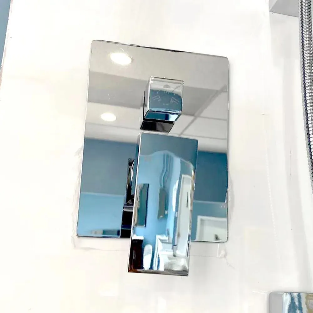 Chrome Square Rain Showerhead with Rail/Hand Shower