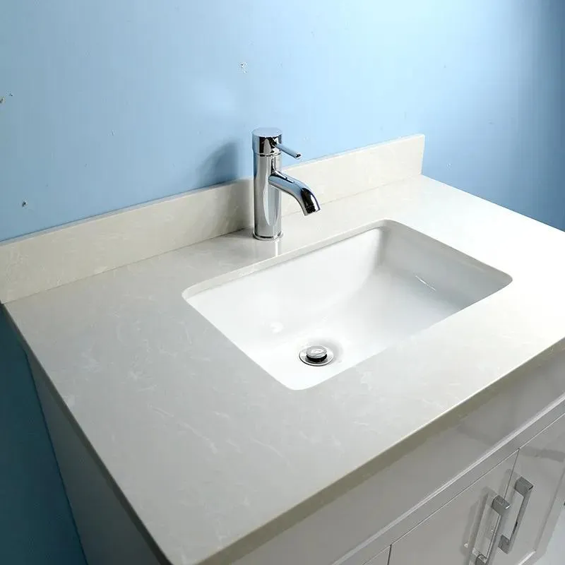 42" Shaker Style White Vanity with Stone Top (2 drawers)