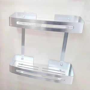  Bathroom Square Shelves with Hooks (Chromed) 