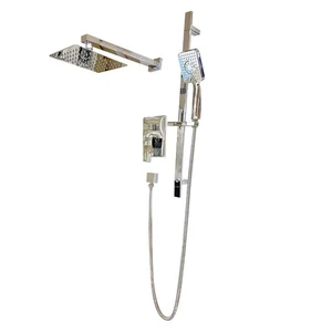Chrome Square Rain Showerhead with Rail/Hand Shower | Floors & Baths Pro's