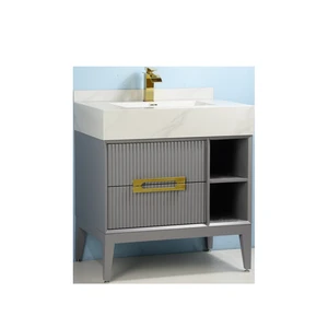 32" Solid Wood Vanity with Sintered Stone Top and Zero Edge Sink | Floors & Baths Pro's