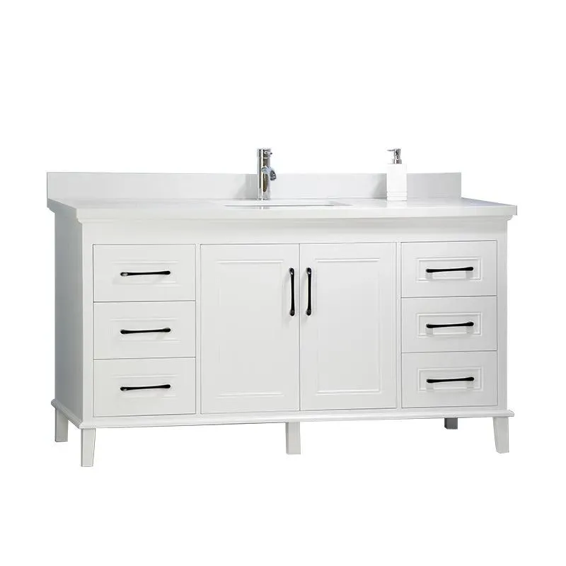 60" European Style Single-Sink Vanity with Stone Top