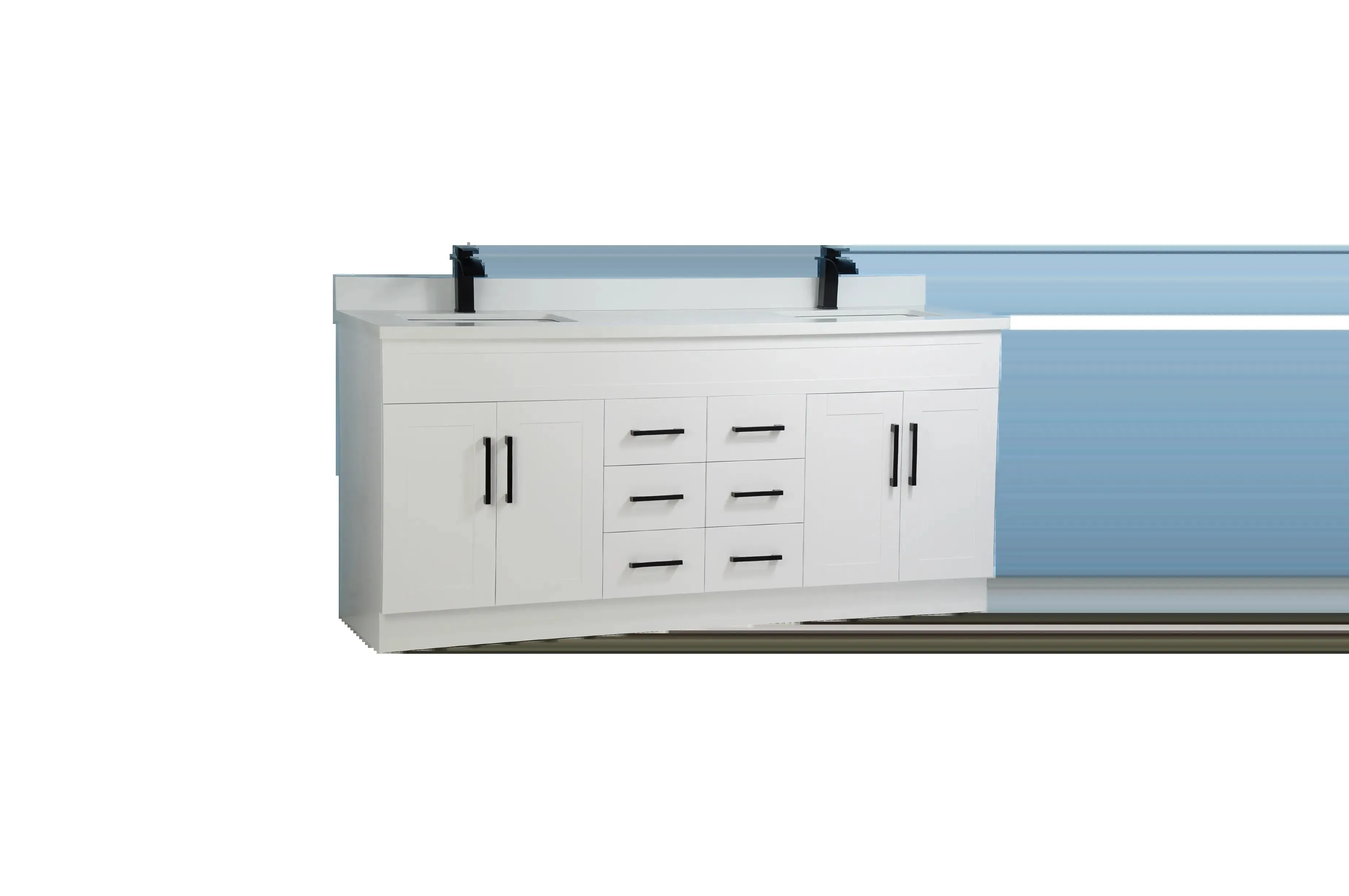 72" Double-Sink White Vanity with Stone Top
