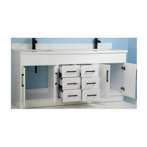 Image 2 of 72" Double-Sink White Vanity with Stone Top sold at Floors & Baths Pro's