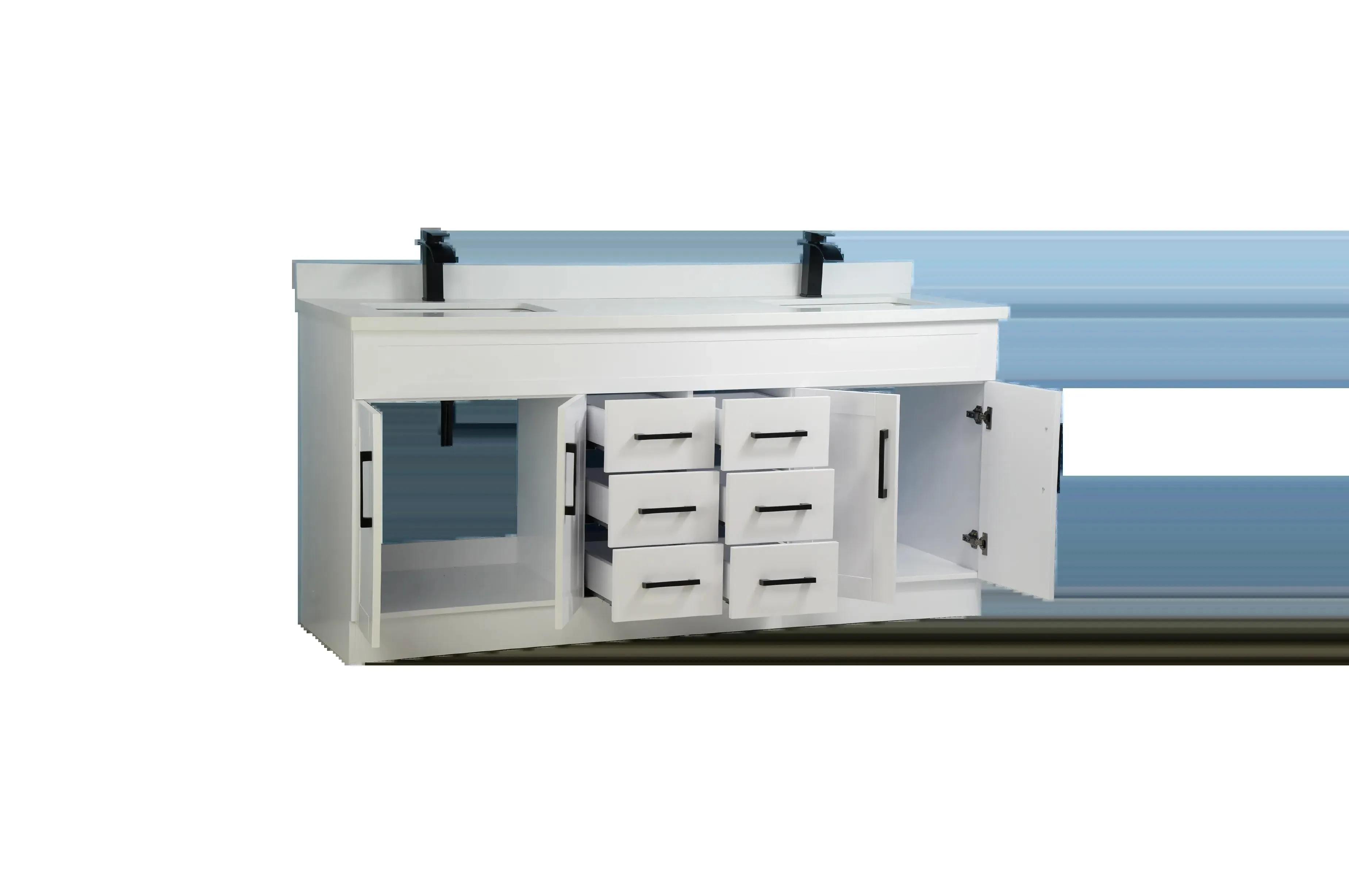 72" Double-Sink White Vanity with Stone Top
