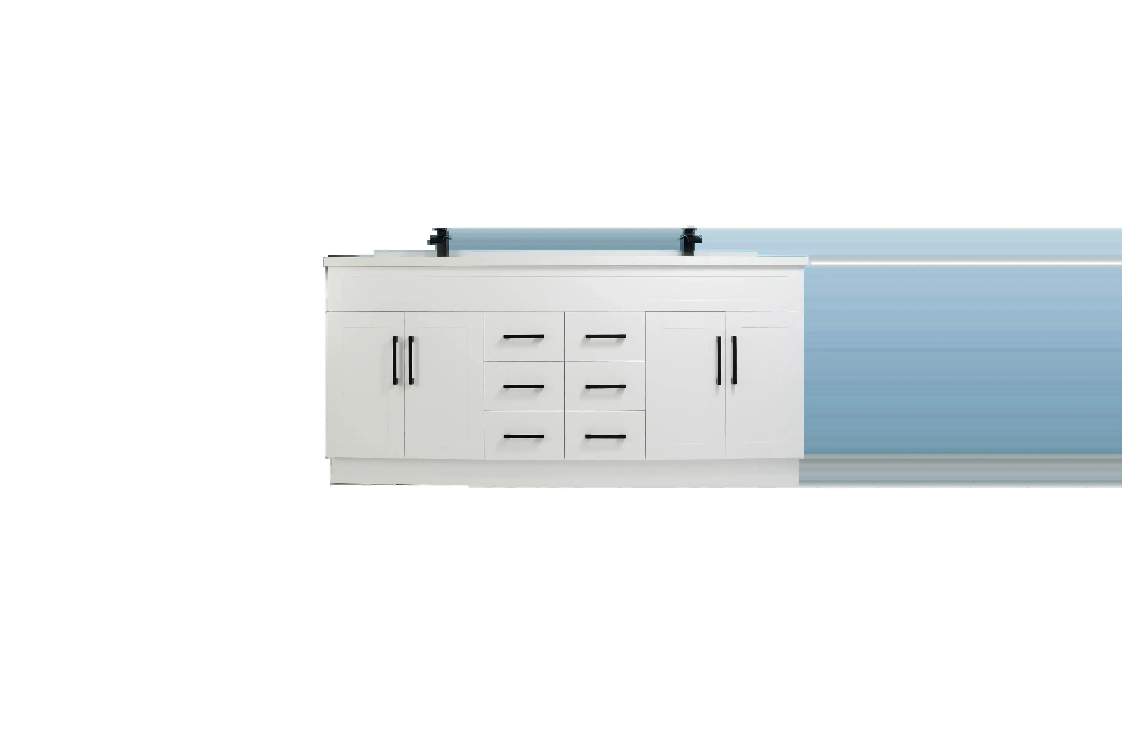 72" Double-Sink White Vanity with Stone Top