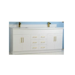 Image 4 of 72" Double-Sink White Vanity with Stone Top sold at Floors & Baths Pro's