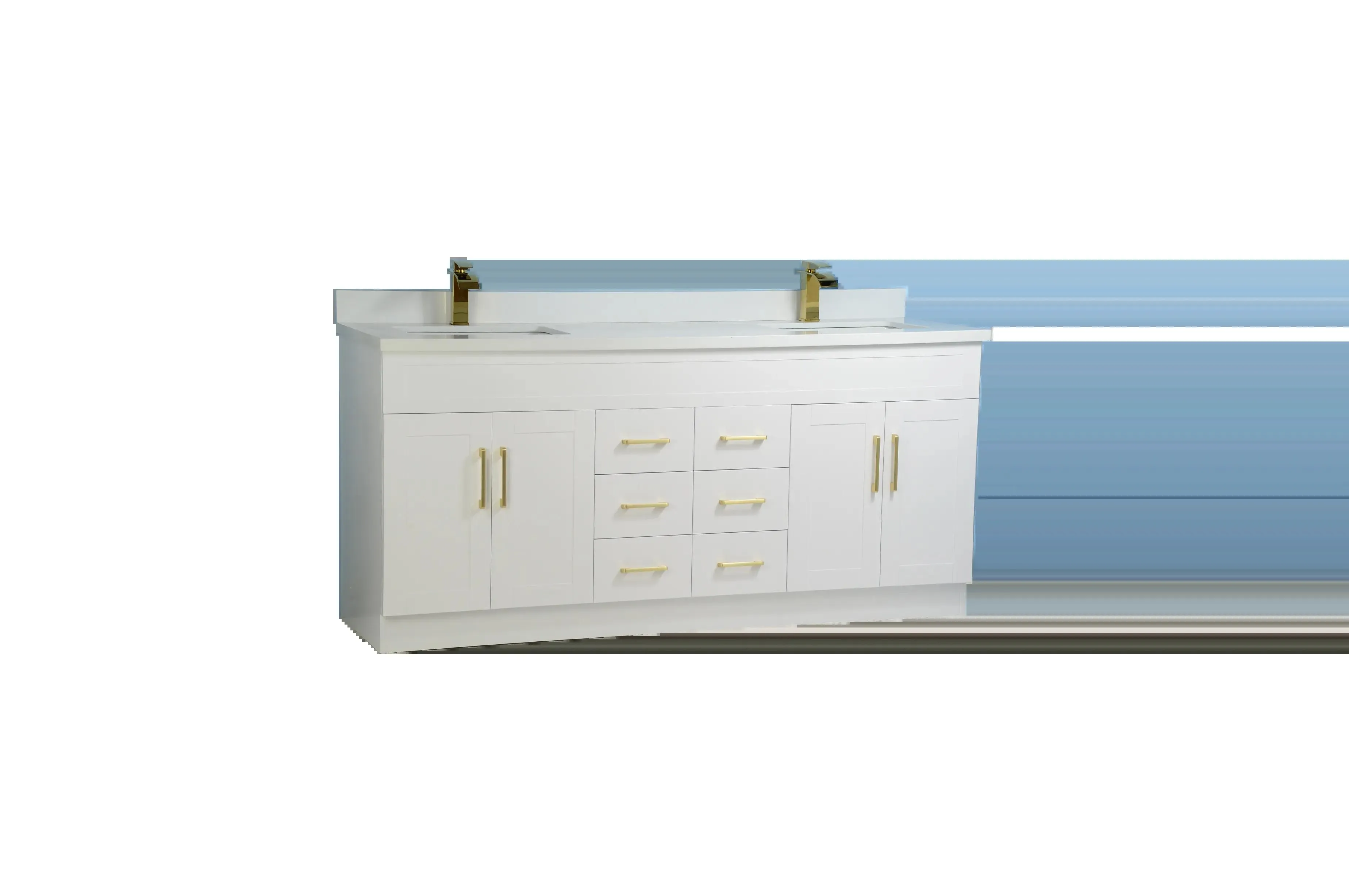 72" Double-Sink White Vanity with Stone Top