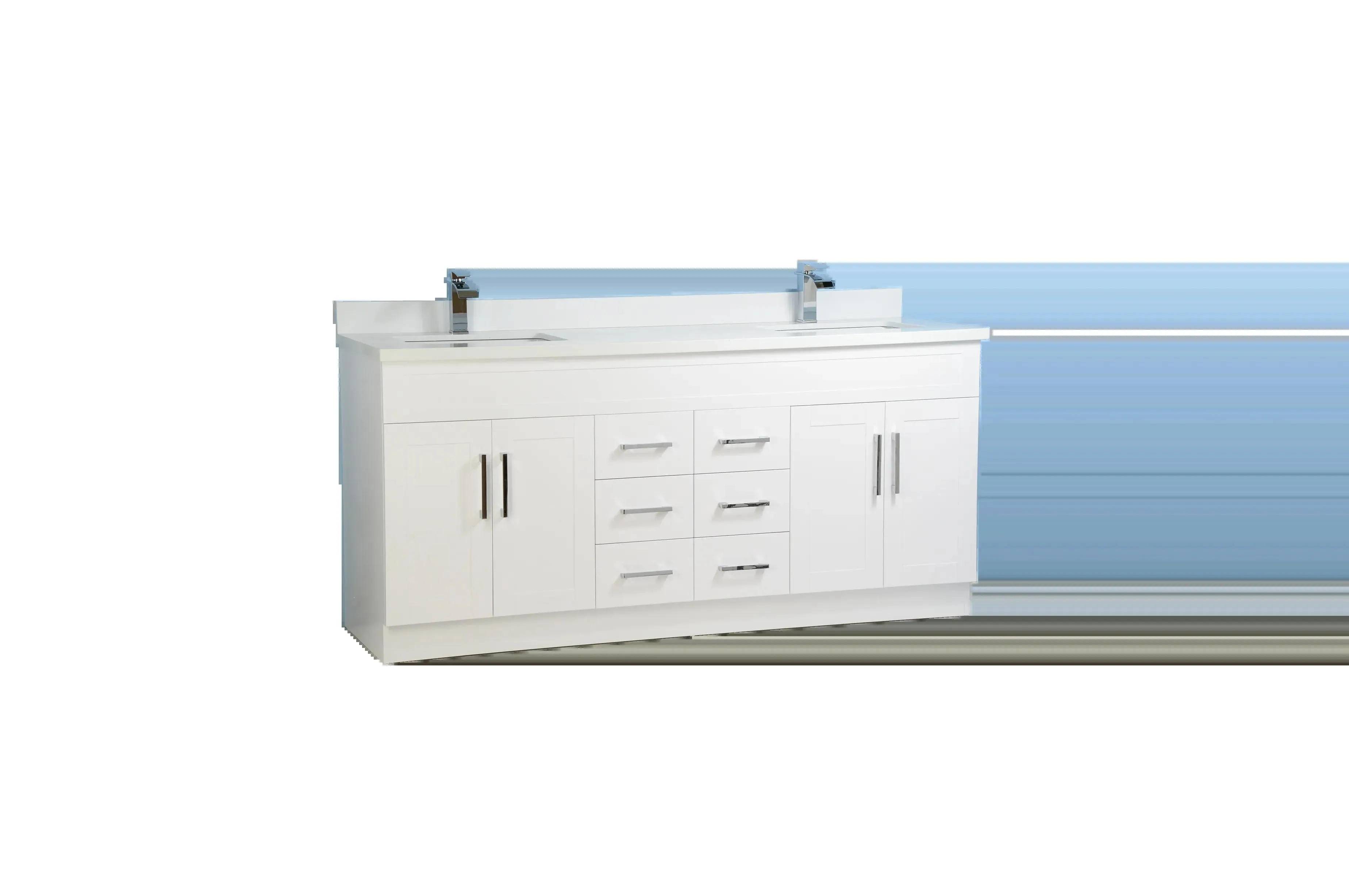 72" Double-Sink White Vanity with Stone Top