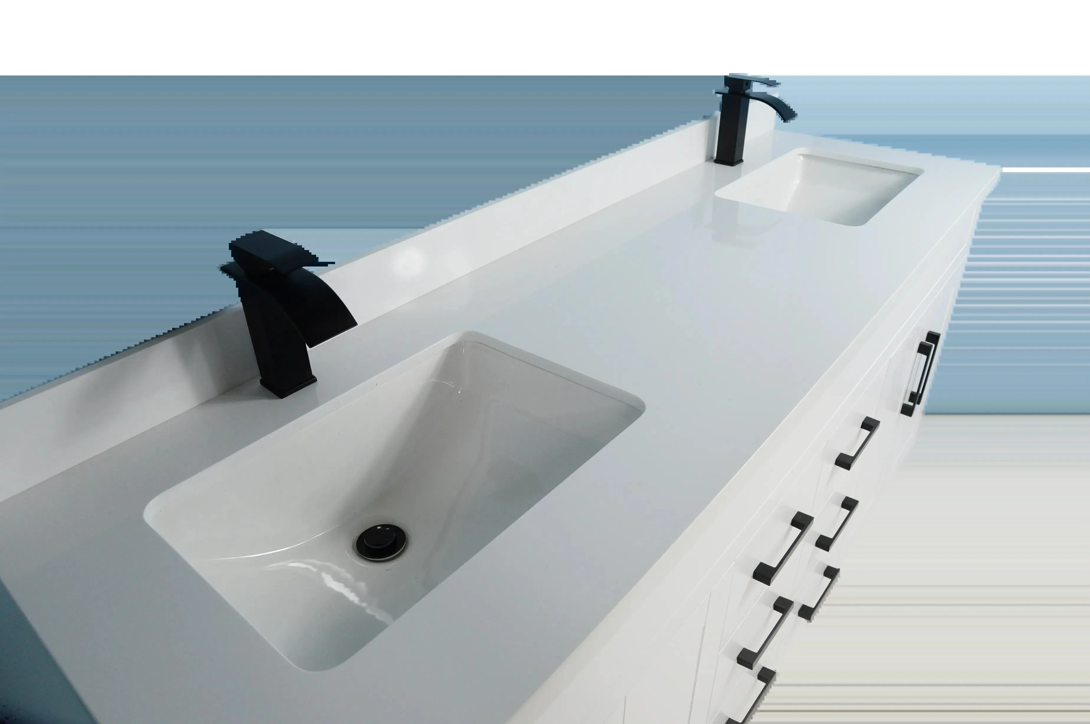 72" Double-Sink White Vanity with Stone Top