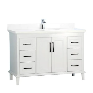 48" European Style White Vanity with Stone Top | Floors & Baths Pro's