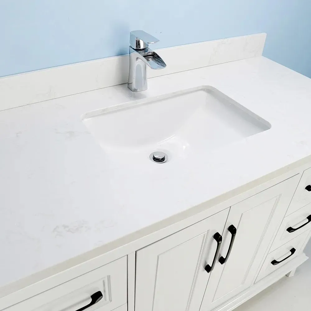 48" European Style White Vanity with Stone Top