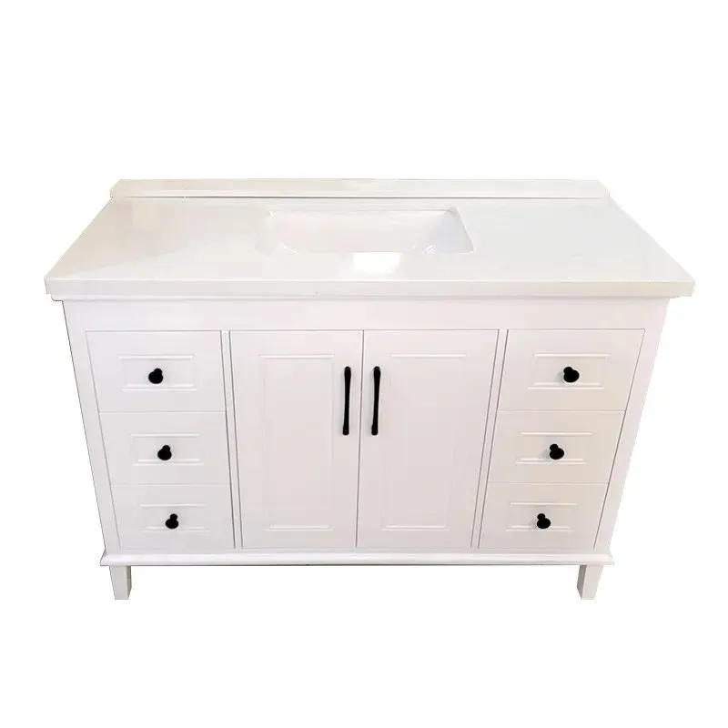 48" European Style White Vanity with Stone Top