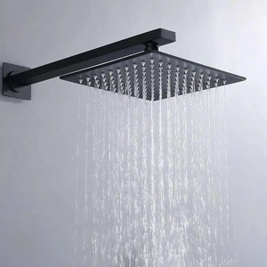 Image 2 of Wall Mounted Square Rain Showerhead with Hand Shower and Tub Spout in Black sold at Floors & Baths Pro's