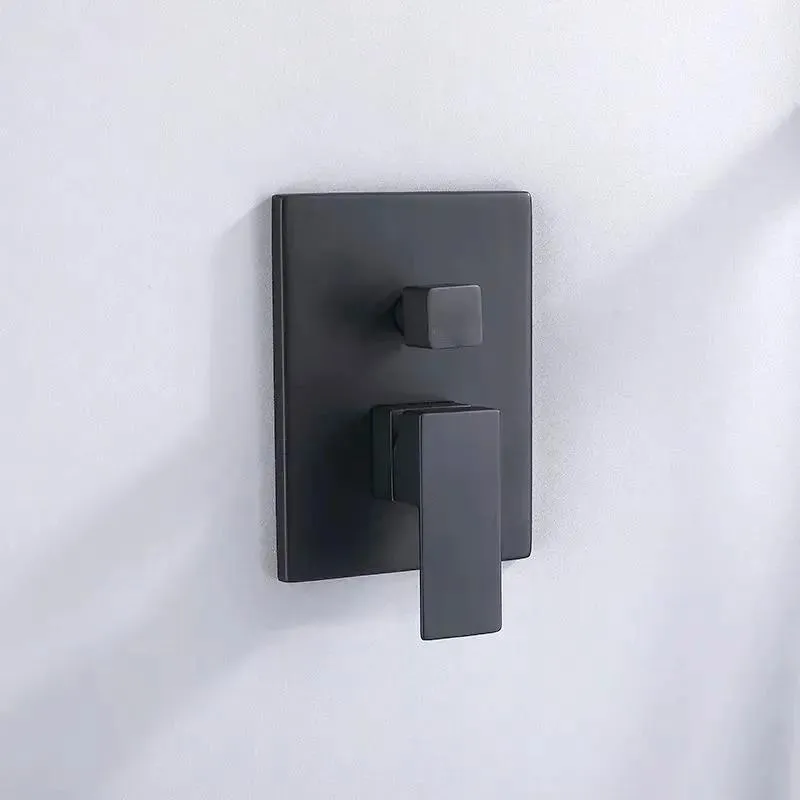 Wall Mounted Square Rain Showerhead with Hand Shower and Tub Spout in Black