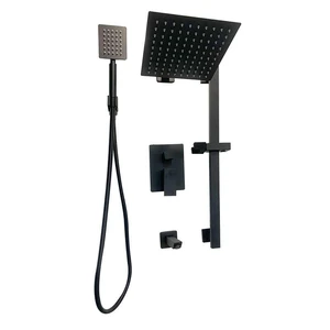 Image 5 of Wall Mounted Square Rain Showerhead with Hand Shower and Tub Spout in Black sold at Floors & Baths Pro's