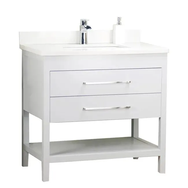 32'' Solid Wood White Vanity with Shelf