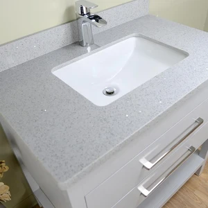 Image 3 of 32'' Solid Wood White Vanity with Shelf sold at Floors & Baths Pro's
