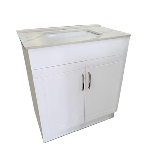 Image 3 of 30" White Vanity with Ceramic Top sold at Floors & Baths Pro's