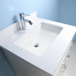 Image 3 of 24" White Bathroom Vanity with Stone Top and 2 Drawers sold at Floors & Baths Pro's
