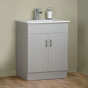 30" Grey Vanity with Ceramic Top | Floors & Baths Pro's
