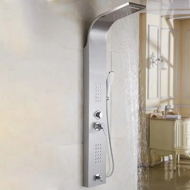 5 in 1 Stainless Steel Shower System with Hand Shower (Brush Nickel)