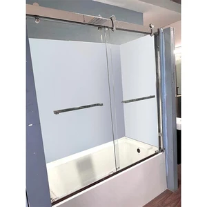  59" x 61" Framed Bathtub Shower Doors (Chrome/Black) 