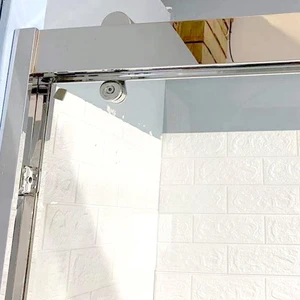 Image 4 of 59" x 61" Framed Bathtub Shower Doors (Chrome/Black) sold at Floors & Baths Pro's