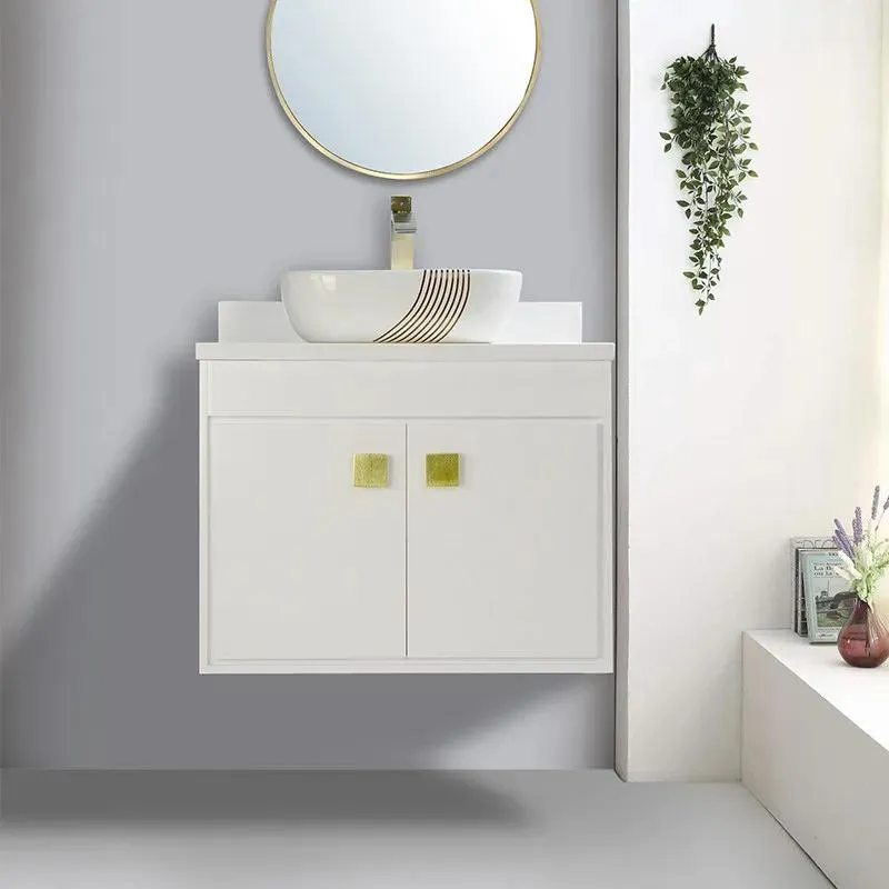 30" White Floating Vanity With White Counter-top