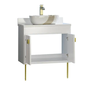 Image 2 of 30" White Floating Vanity With White Counter-top sold at Floors & Baths Pro's
