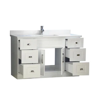 Image 2 of 60" Shaker Style White Single Sink Vanity with Stone Top (6 drawers) sold at Floors & Baths Pro's