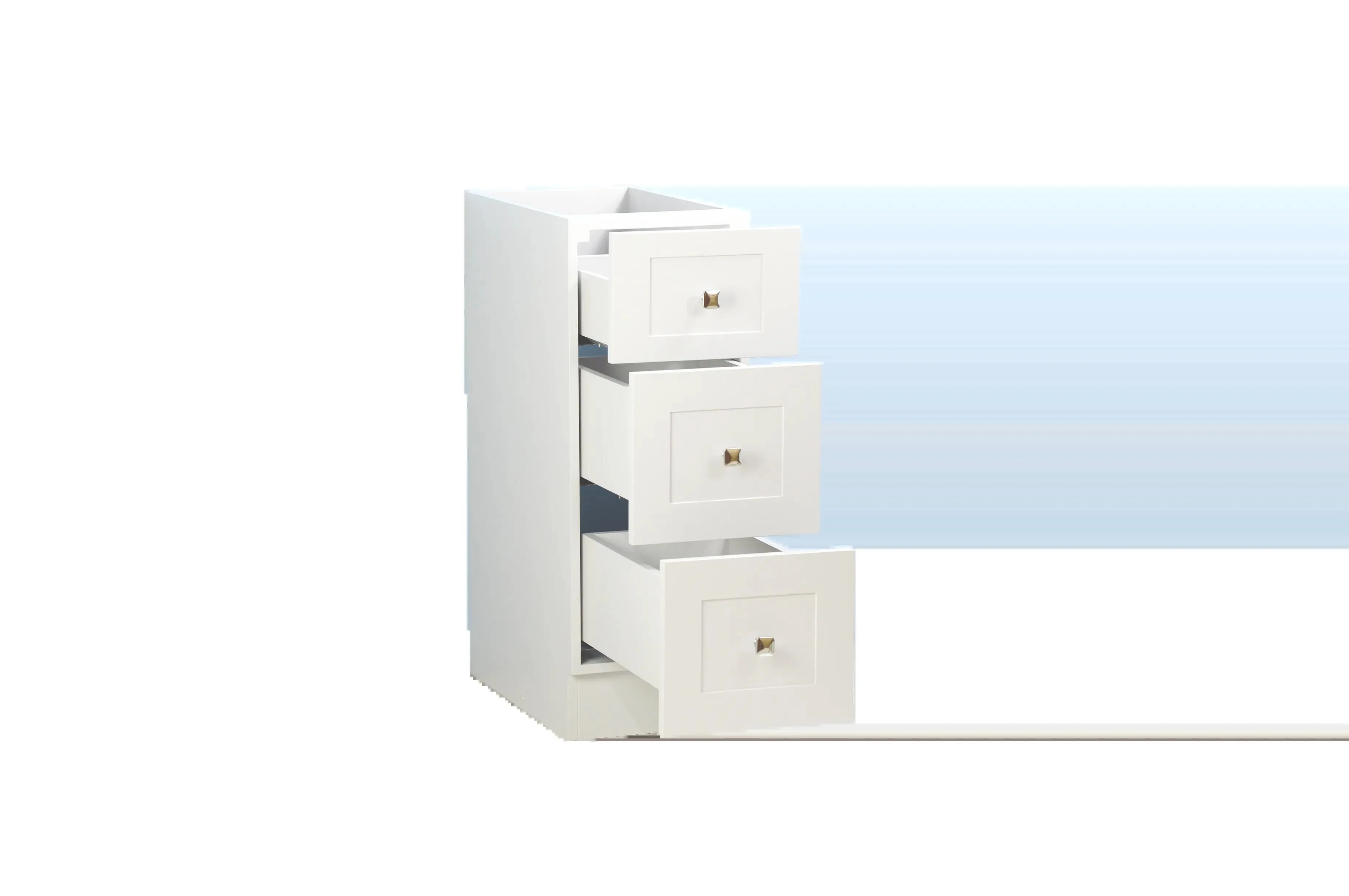 12" White Vanity (3 drawers)