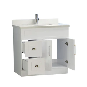 Image 2 of 36" Shaker Style White Vanity with Stone Top (2 drawers) sold at Floors & Baths Pro's