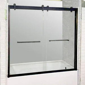  60" Framed Bathtub Shower Doors (Chrome/Black) 
