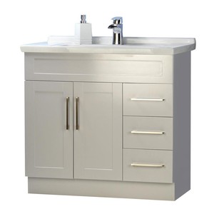 36" Shaker door style Gray Vanity with Ceramic Top | Floors & Baths Pro's