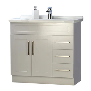 36" Shaker door style Gray Vanity with Ceramic Top | Floors & Baths Pro's