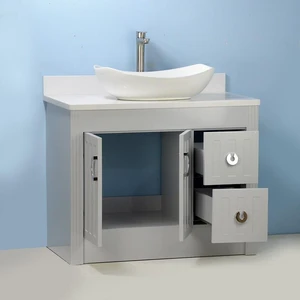 Image 2 of 36" Vessel Sink Grey Vanity with Man-made Stone Top sold at Floors & Baths Pro's