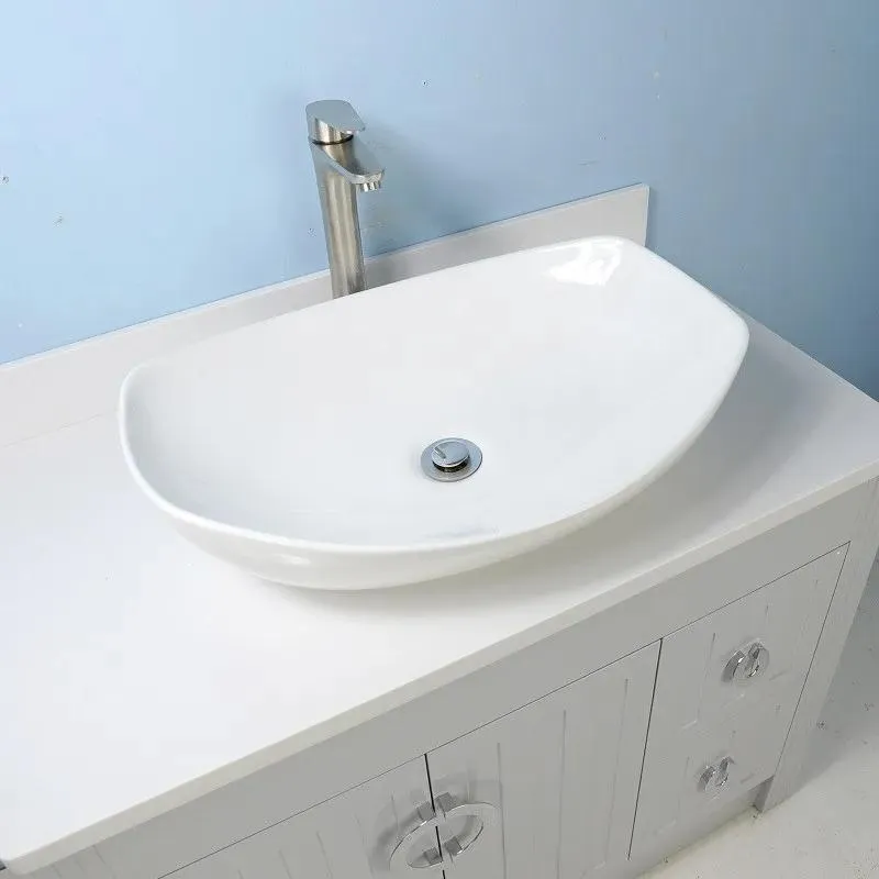 36" Vessel Sink Grey Vanity with Man-made Stone Top