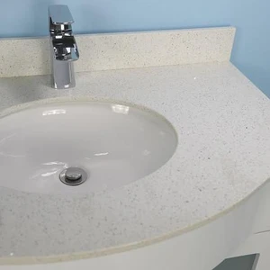 Image 2 of 36" Gray Curved Vanity with Stone Top sold at Floors & Baths Pro's
