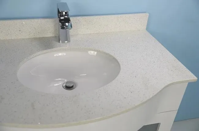 36" Gray Curved Vanity with Stone Top