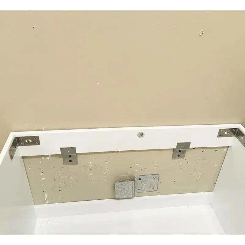 32'' Wall-Mounted Solid Wood Grey Vanity with Ceramic Sink