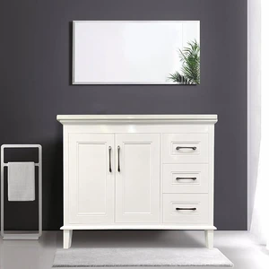 42" European Style White Vanity with Stone Top | Floors & Baths Pro's