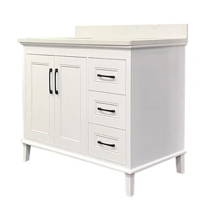 Image 2 of 42" European Style White Vanity with Stone Top sold at Floors & Baths Pro's