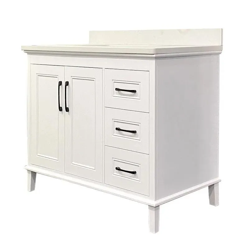 42" European Style White Vanity with Stone Top