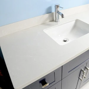 Image 3 of 48" Shaker Style Navy Vanity with Stone Top (6 drawers) sold at Floors & Baths Pro's