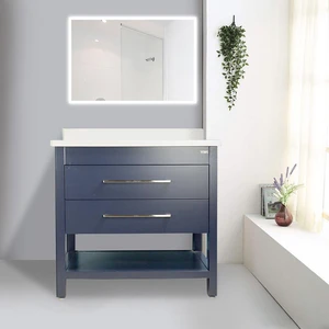 36'' Solid Wood Dark Blue Vanity with Shelf | Floors & Baths Pro's